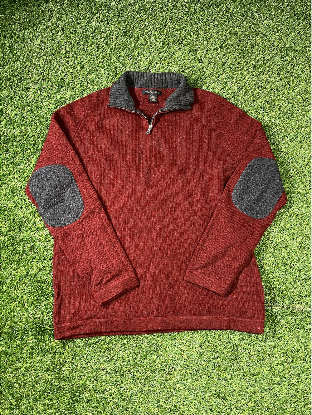 Vintage Banana Republic Cashmere Lambswool Quarter Zip Sweater Burgundy Mens L